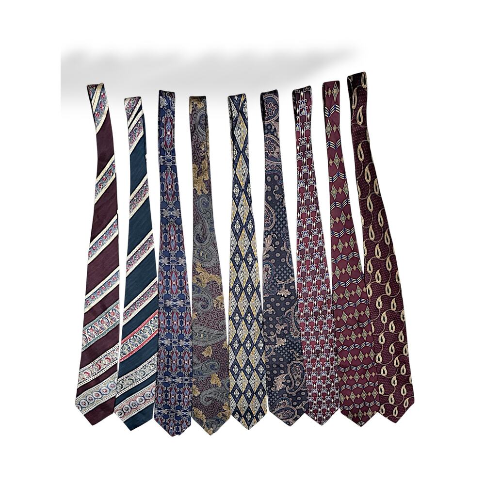 Bill Blass Tie Lot 9 Mens Designer Neckties Paisley Geometric